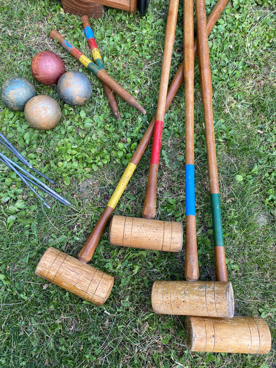 Old wooden croquet set