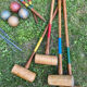 Old wooden croquet set