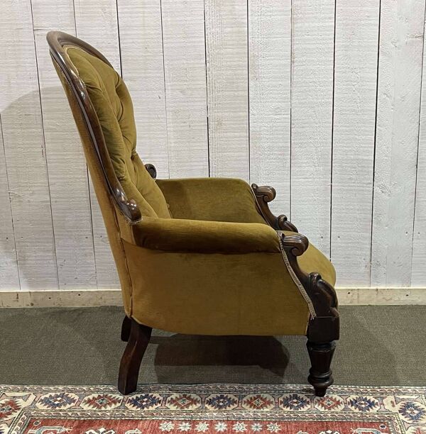 Fauteuil Victorien 19ème en acajou
