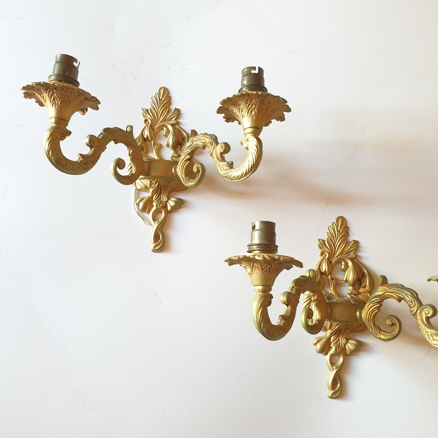 Pair of 20th century gilt bronze wall lights