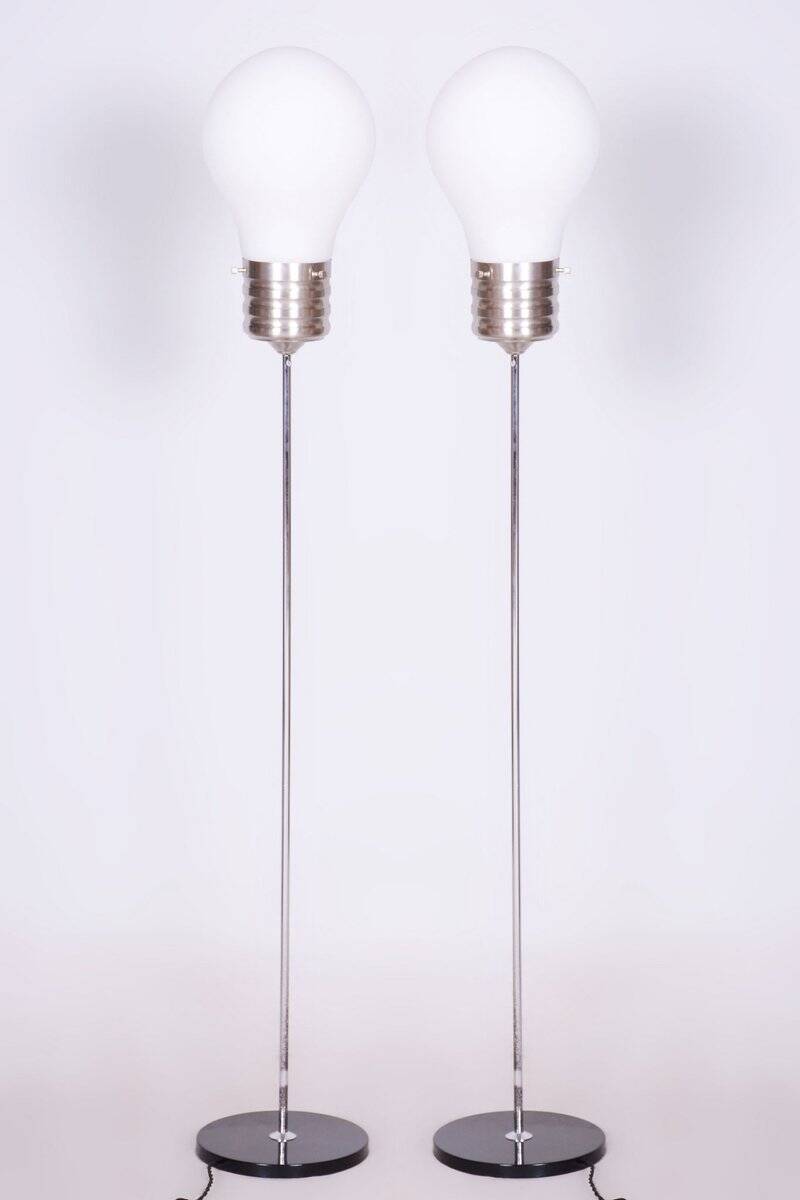 Mid-Century Modern Floor Lamp in Beech and Chrome, 1970s