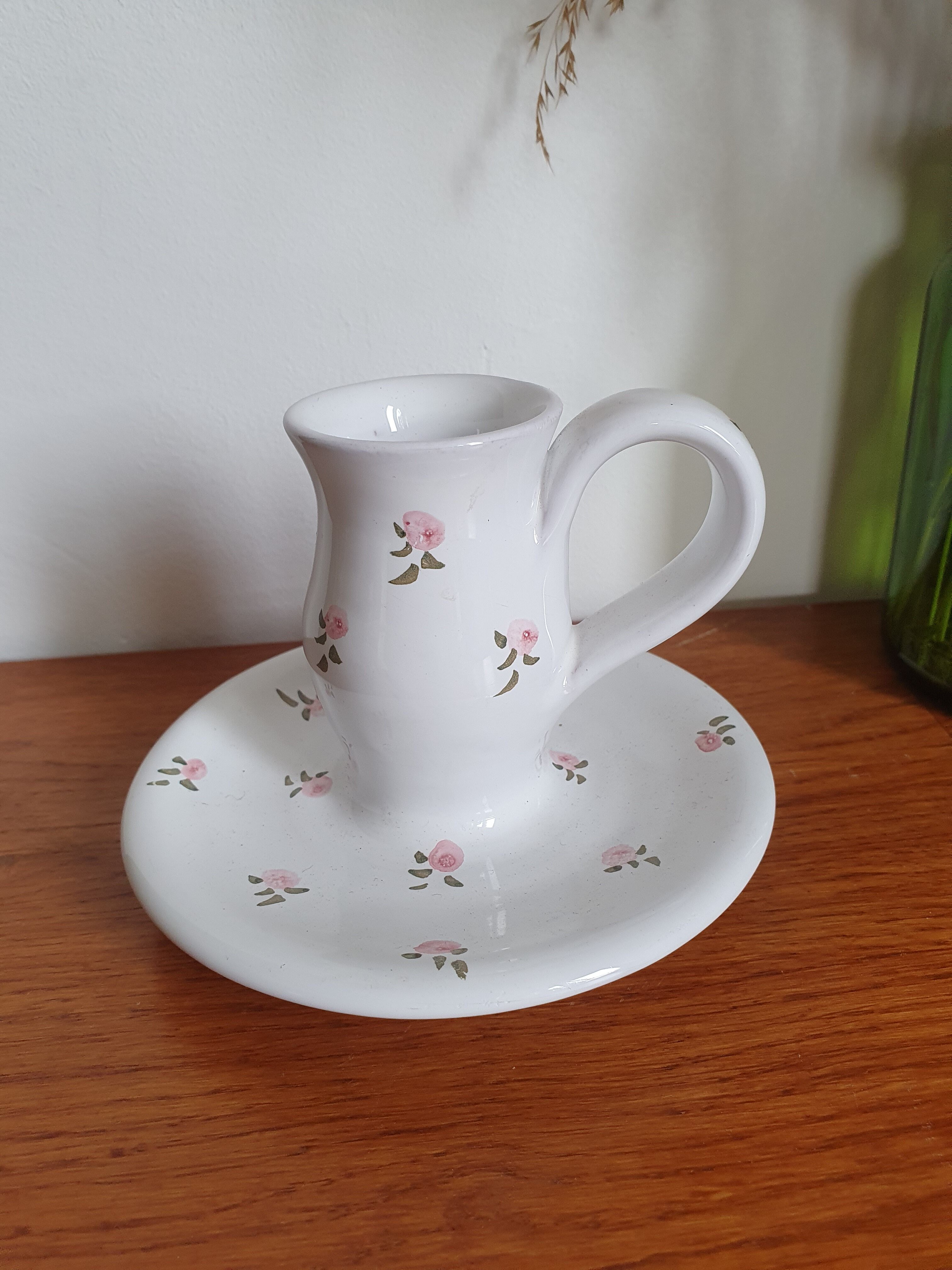 Ceramic candle holder flowers pattern