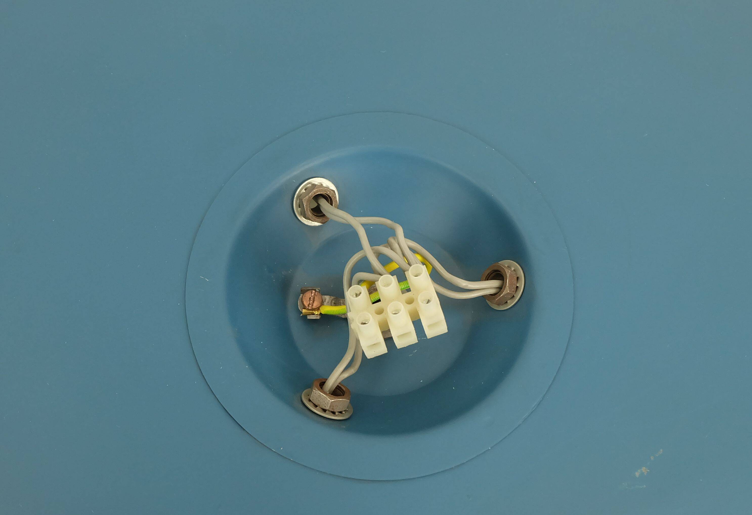 Rare large ceiling light by hillebrand 1960s textured glass blue metal fram