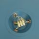 Rare large ceiling light by hillebrand 1960s textured glass blue metal fram
