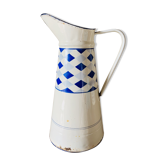 Blue checkered enamel jug - and its basin
