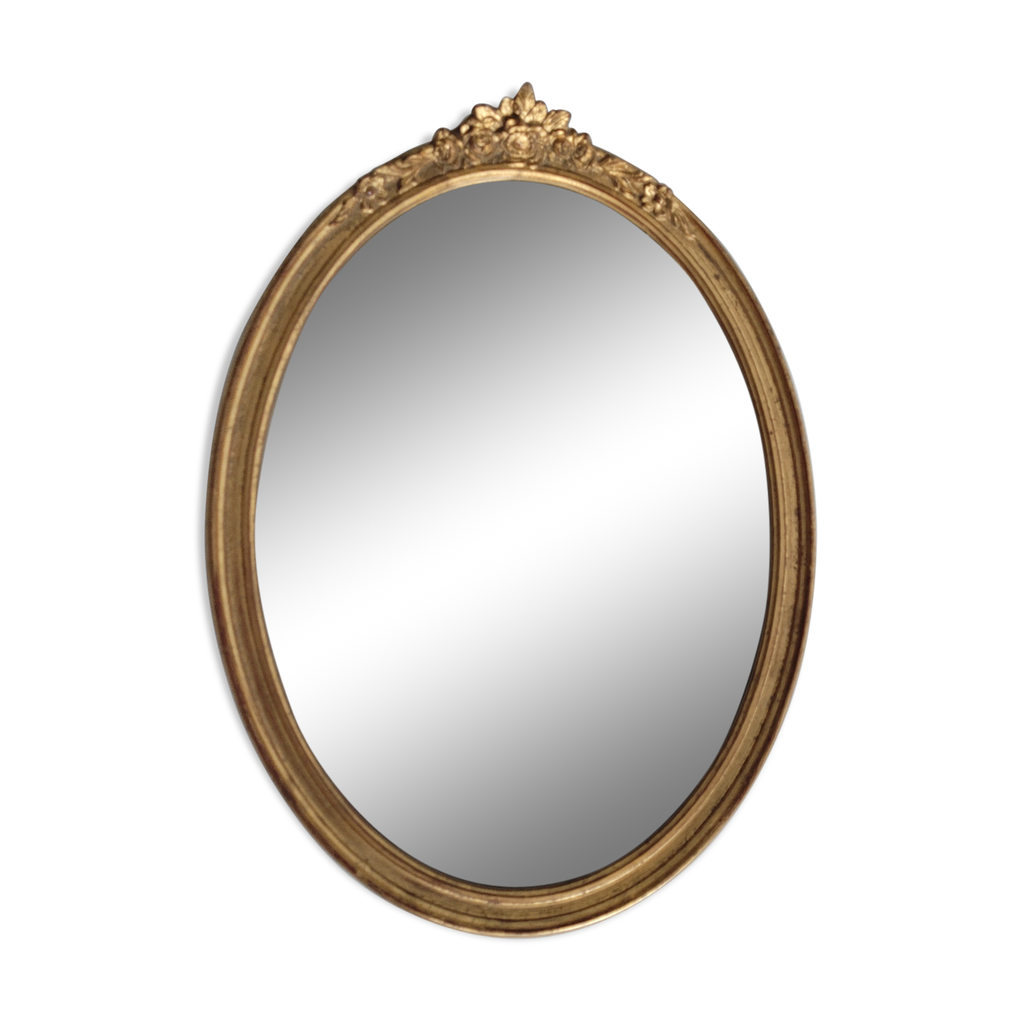 Golden oval mirror 34x46cm