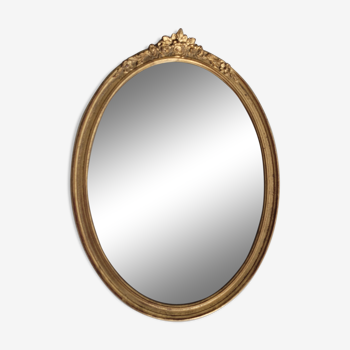 Golden oval mirror 34x46cm