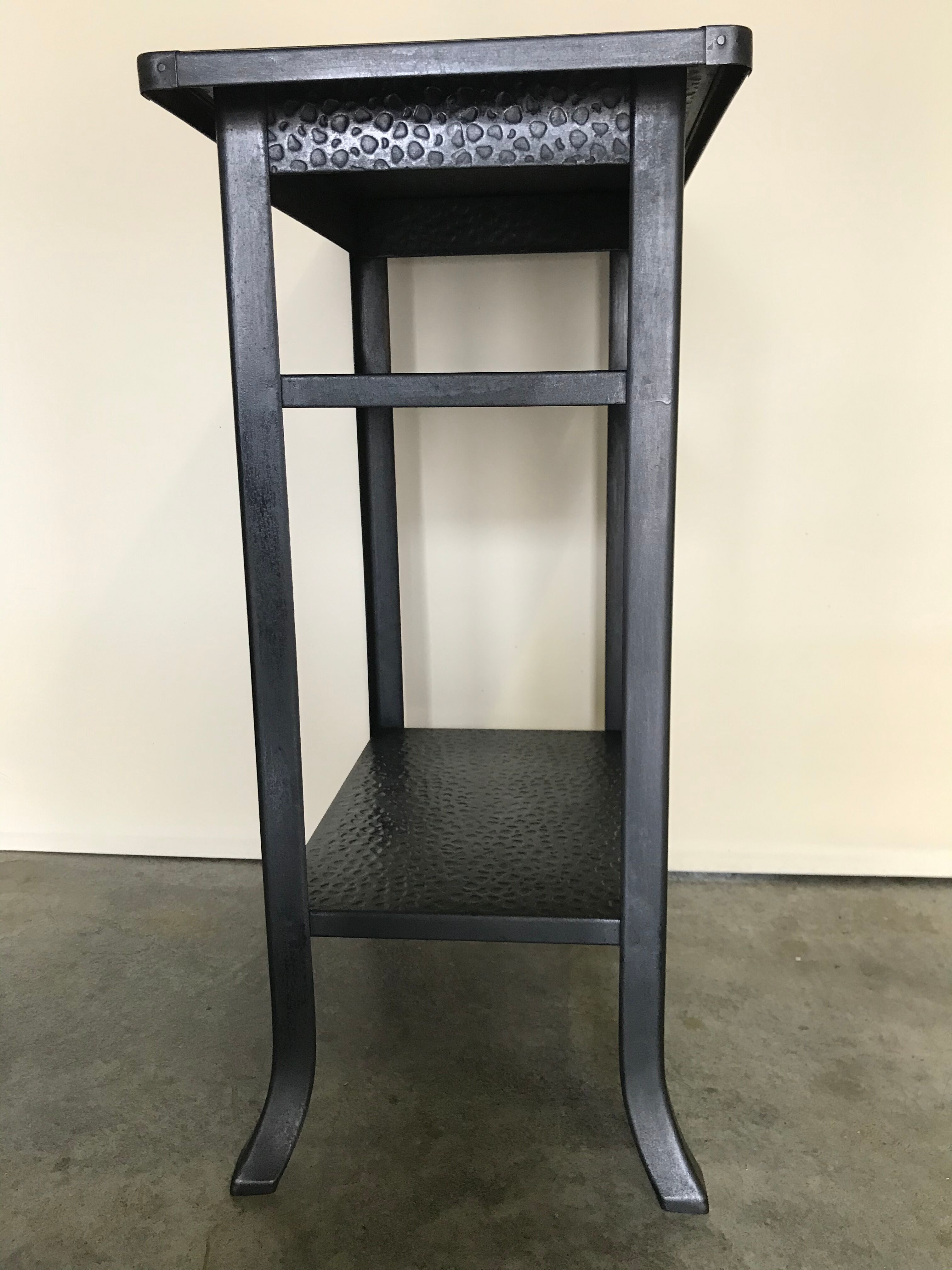 Console table riveted metal 1940 industrial