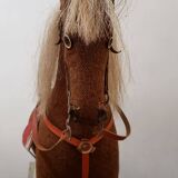 Rocking horse made of wood, fabric and natural horsehair, 1940-1950