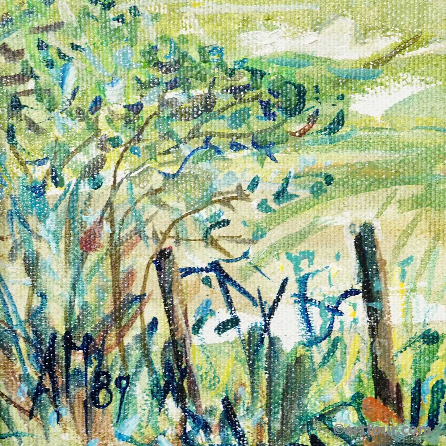 Paysage Steinhoegl Bavière, 1989 – Peinture à l'huile d'Alexander Michael