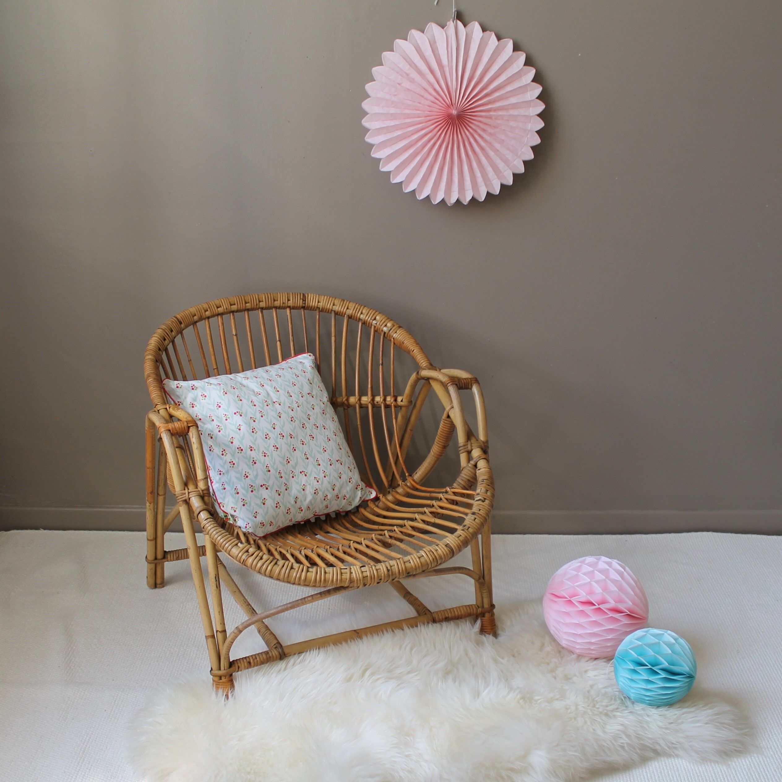 Rattan armchair & vintage bamboo