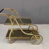 Vintage brass drinks trolley, 1970s