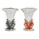 Ensemble de deux vases Art Déco Colombes en Verre par Josef Feigl pour Libochovice Glassworks, 1930s