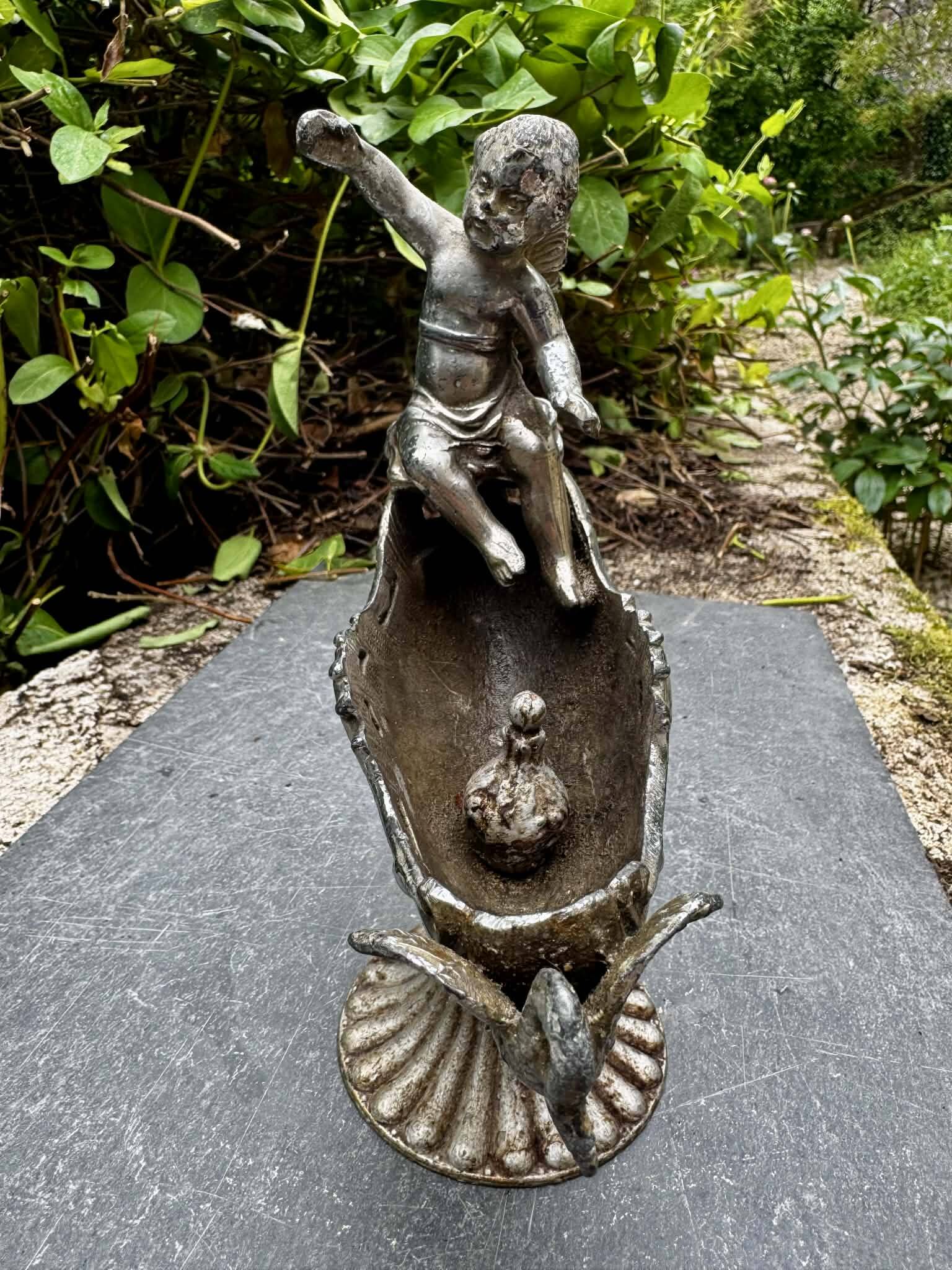 Silver bird fountain Art Nouveau