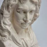 Buste de Molière en plâtre ciré sur socle en marbre 14 cm