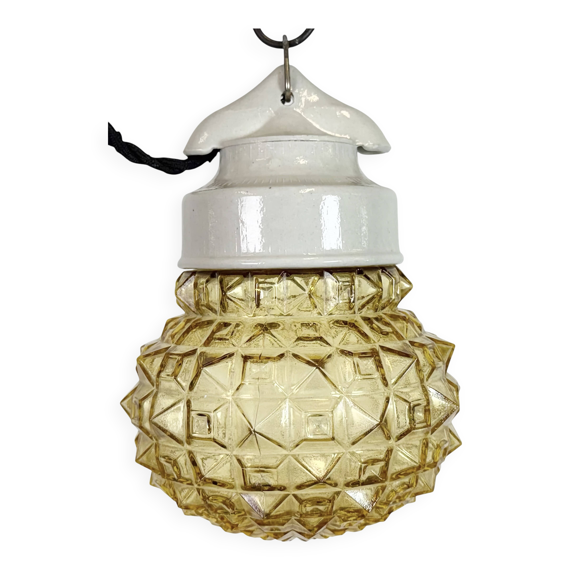 Vintage White Porcelain Pendant Light, 1970s