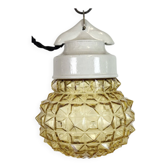 Suspension vintage en porcelaine blanche, années 1970