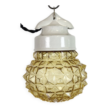 Vintage White Porcelain Pendant Light, 1970s