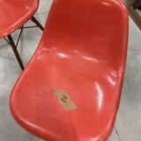 Set of 6 vintage red DSW chairs by Charles and Ray Eames