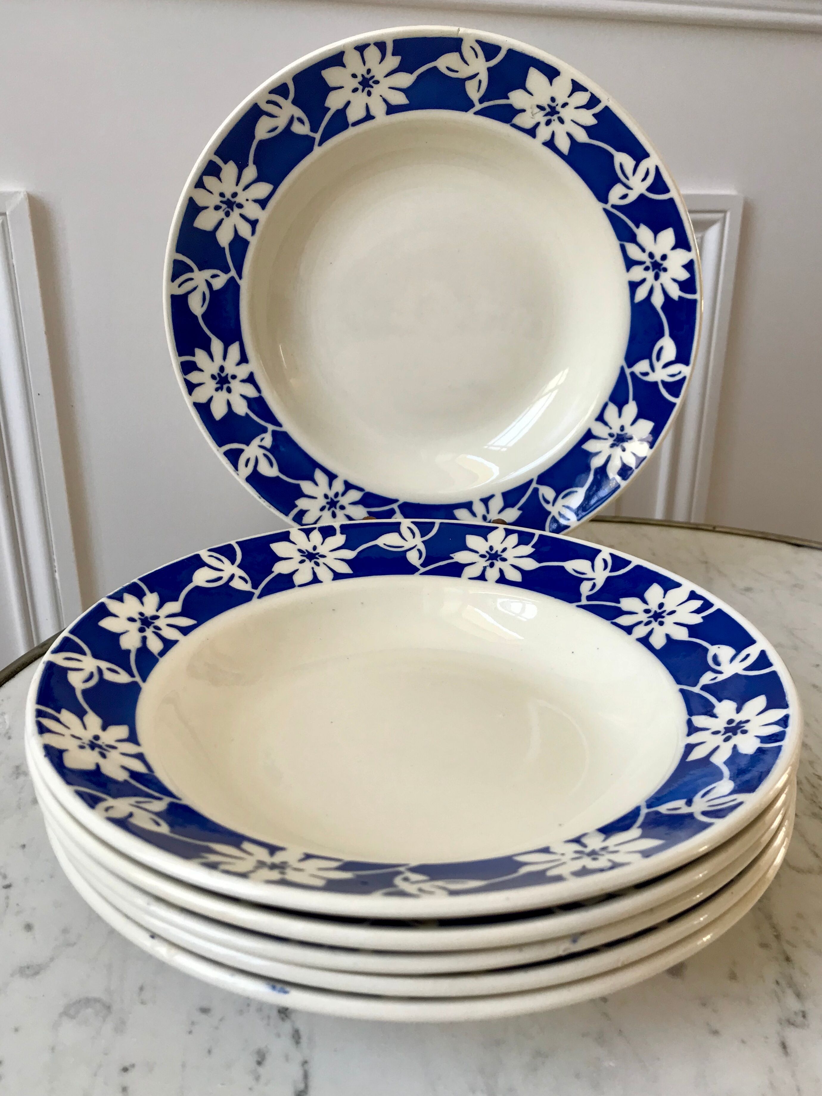 Set of 6 hollow plates Badonviller 30s