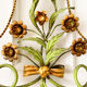 Large vintage Italian wall sconce with golden flowers, Florentine style.