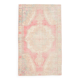 4x7 Pale Red & Cream Vintage Rug, 132x215Cm