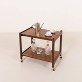 Italian mid century bar trolley, serving cart in rosewood, 1960s