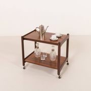 Italian mid century bar trolley, serving cart in rosewood, 1960s