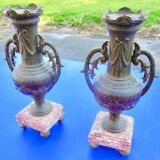 Cassolettes pair of vases candle holder regule bronze marble pendulum trim nineteenth n°1