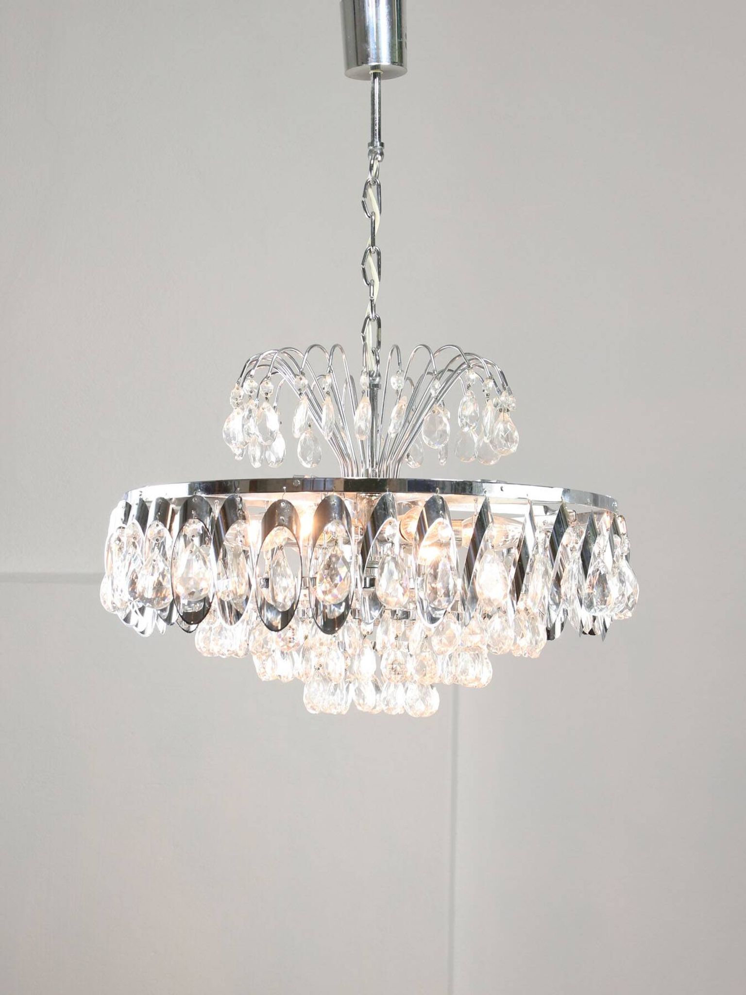 Vintage Viennese Medium Sized Crystal Chandelier, 70s