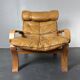 Swedish leather bentwood lounge chair by Jan Bengstsson, 1970s