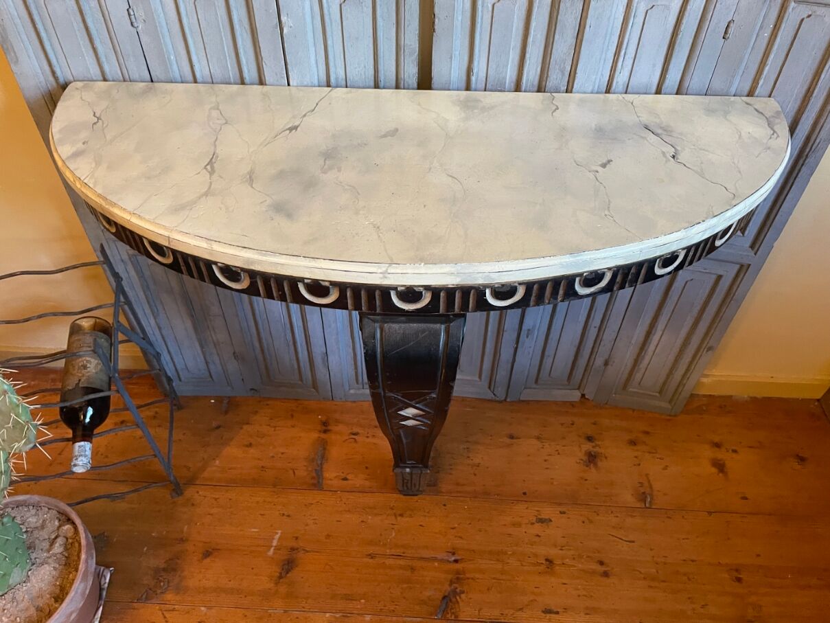 Half-moon console side table faux marble