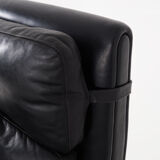 Black leather armchair, Danish design, 1970s, production: Denmark