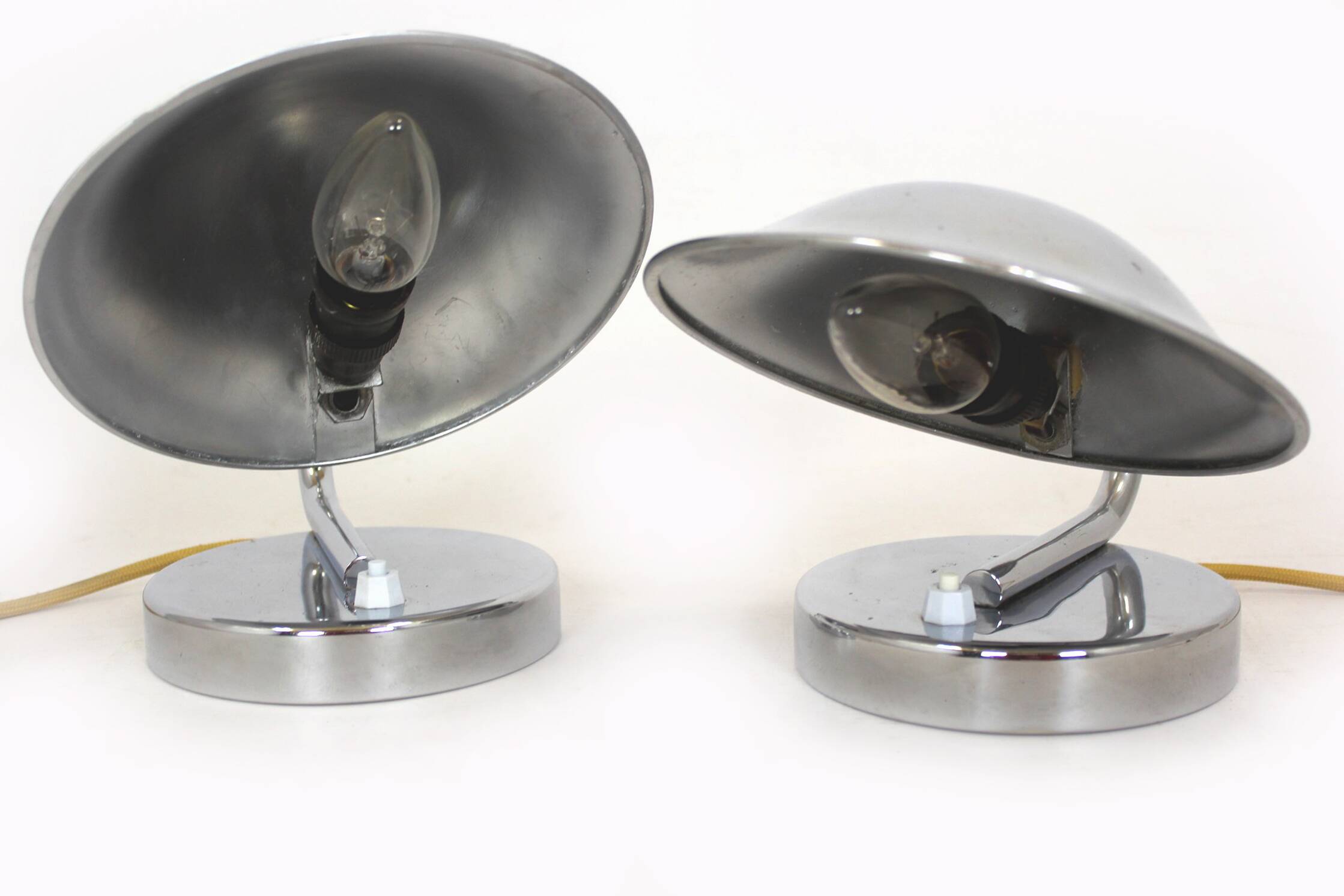 Bauhaus Style Chrome Bedside Table Lamps from Napako, Czechoslovakia, 1930s