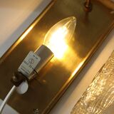 Glass and brass wall light by Carl Fagerlund for Orrefors, 1960.