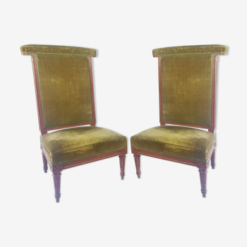 Paire de chaises ponteuses estampillées par J-B. Lelarge laquées faux bois de rose