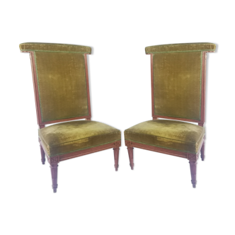 Pair of carrier chairs stamped by J-B. Lalarge laquered fake rosewood