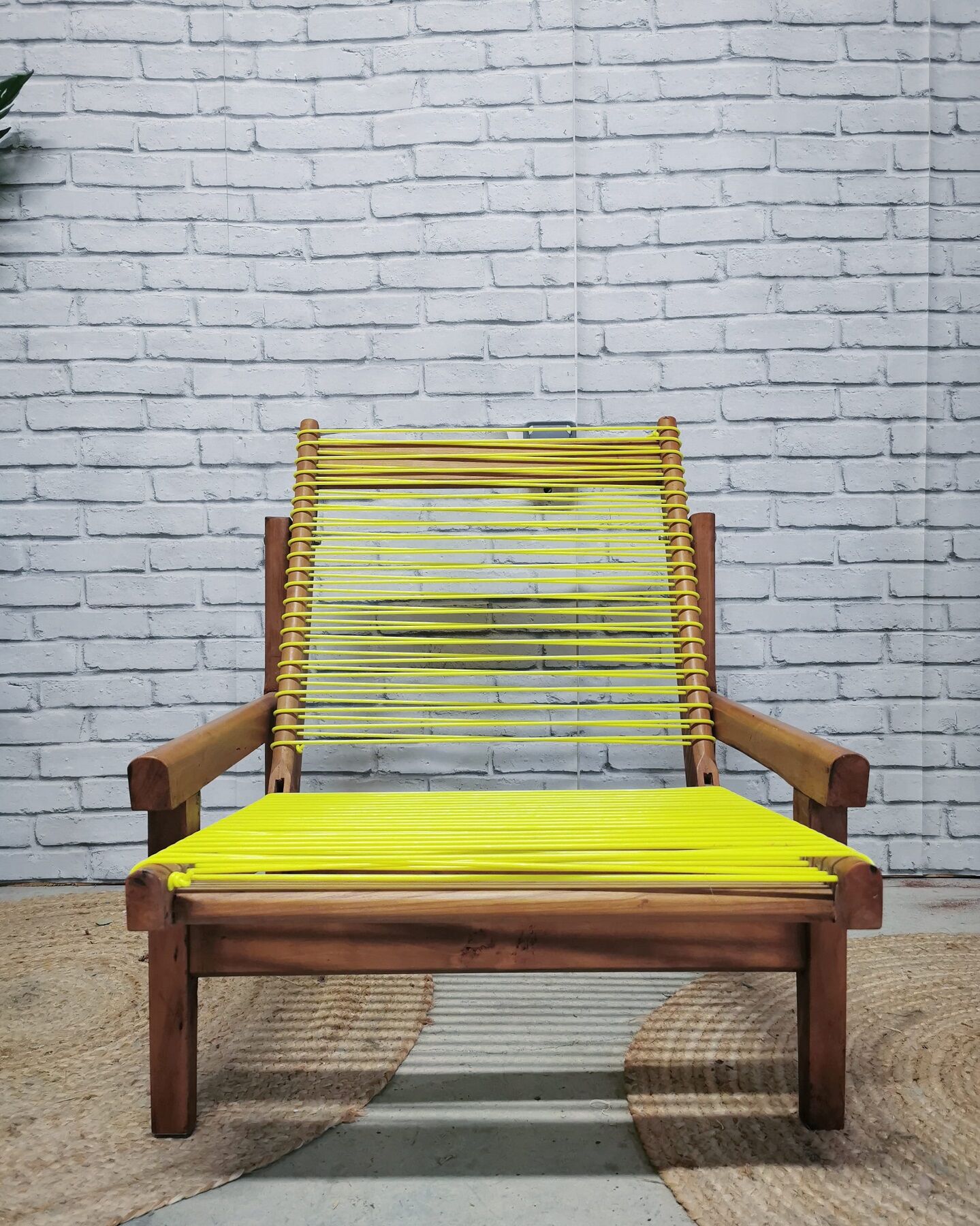 Wooden and scoubidou armchair