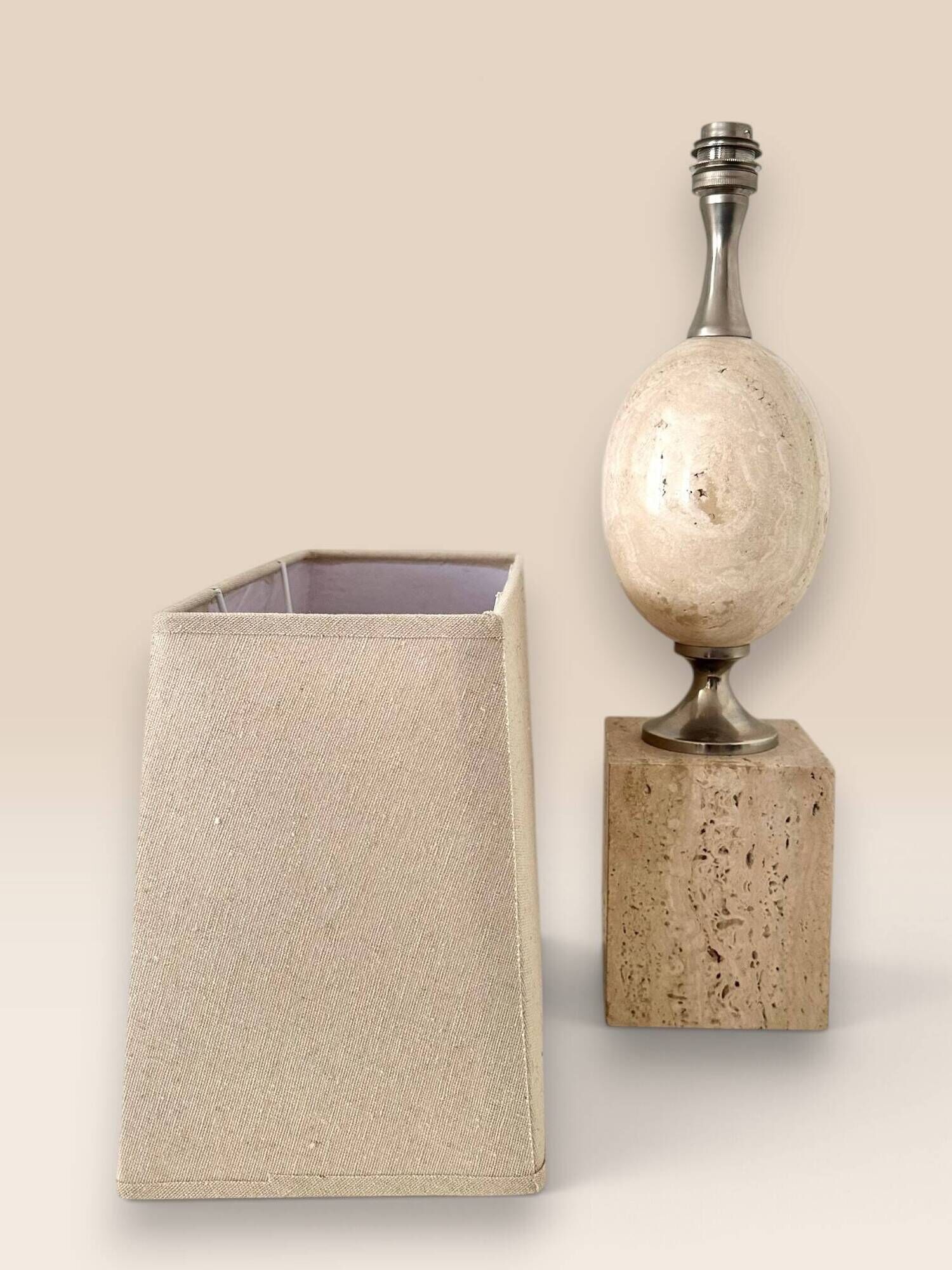 Travertine lamp by Philippe Barbier