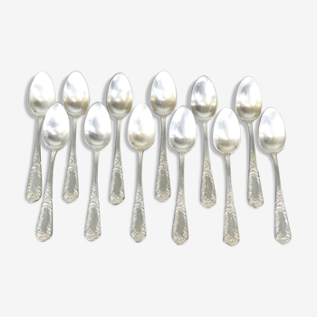 Set de 12 petites cuilleres en metal argenté style Marly