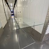 Chromed steel and glass trestle desk circa 1970