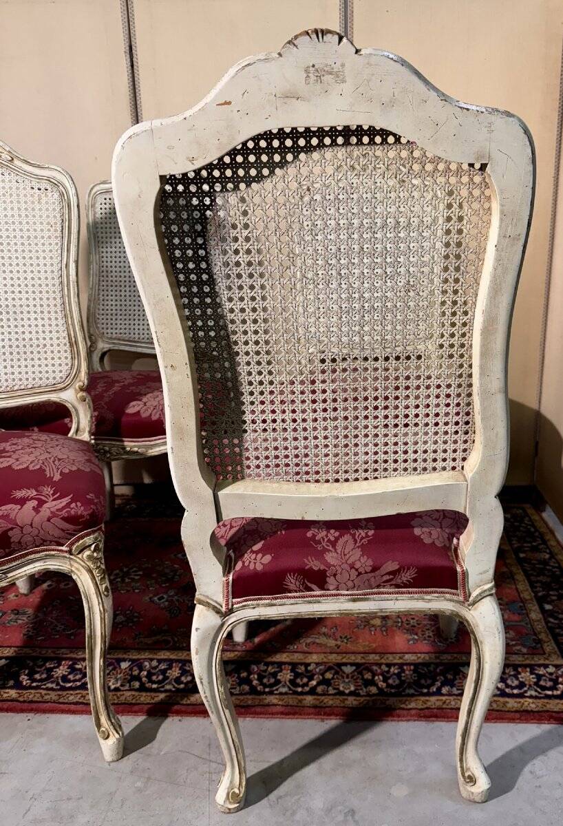 Set of four Louis XV chairs in lacquered wood