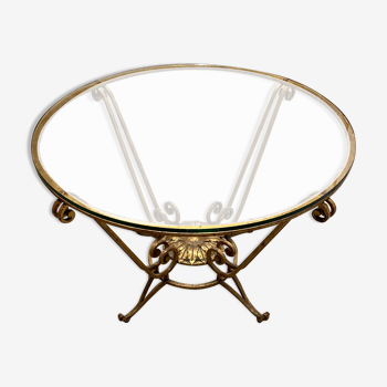 Wrought iron gilt coffee table, Italy 1940s