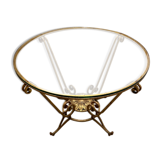 Table basse dorée en fer forgé Italie années 1940