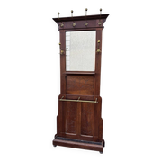 Antique hall coat rack – mirror, hooks & umbrella stand