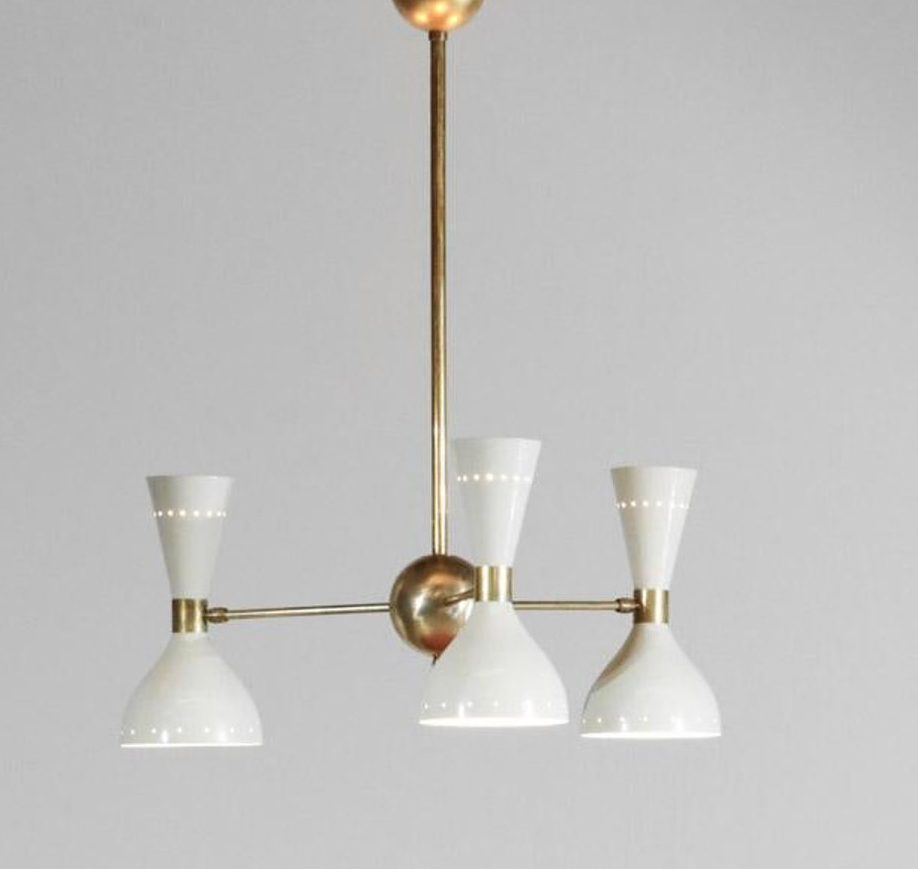 Italian Chandelier 3 Arms Ivory White