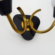 Pair of vintage Maison Arlus wall lights from the 50s in brass, opaline globe.