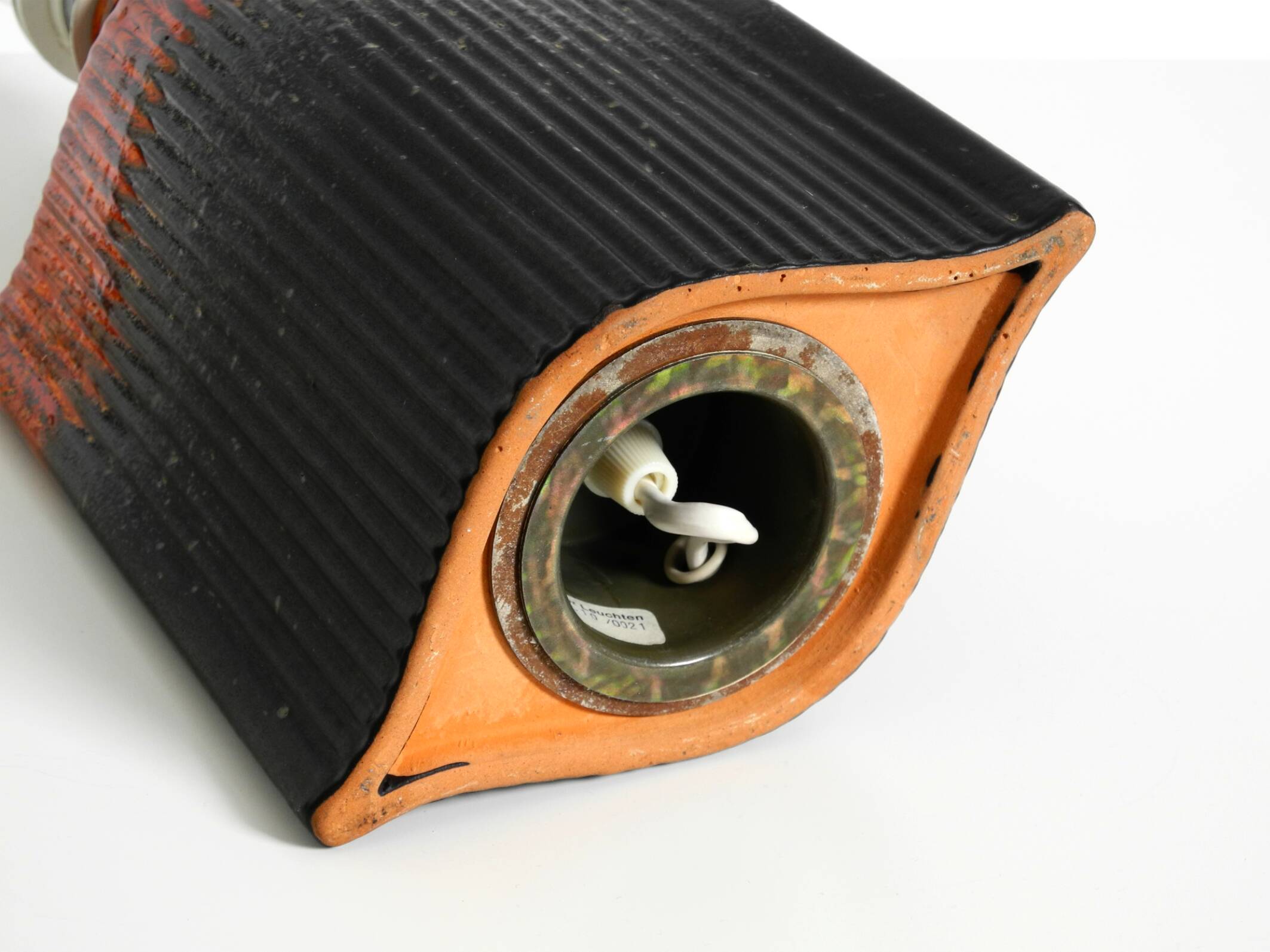 Unique 1960s ceramic table lamp in red and black by Kaiser Leuchten
