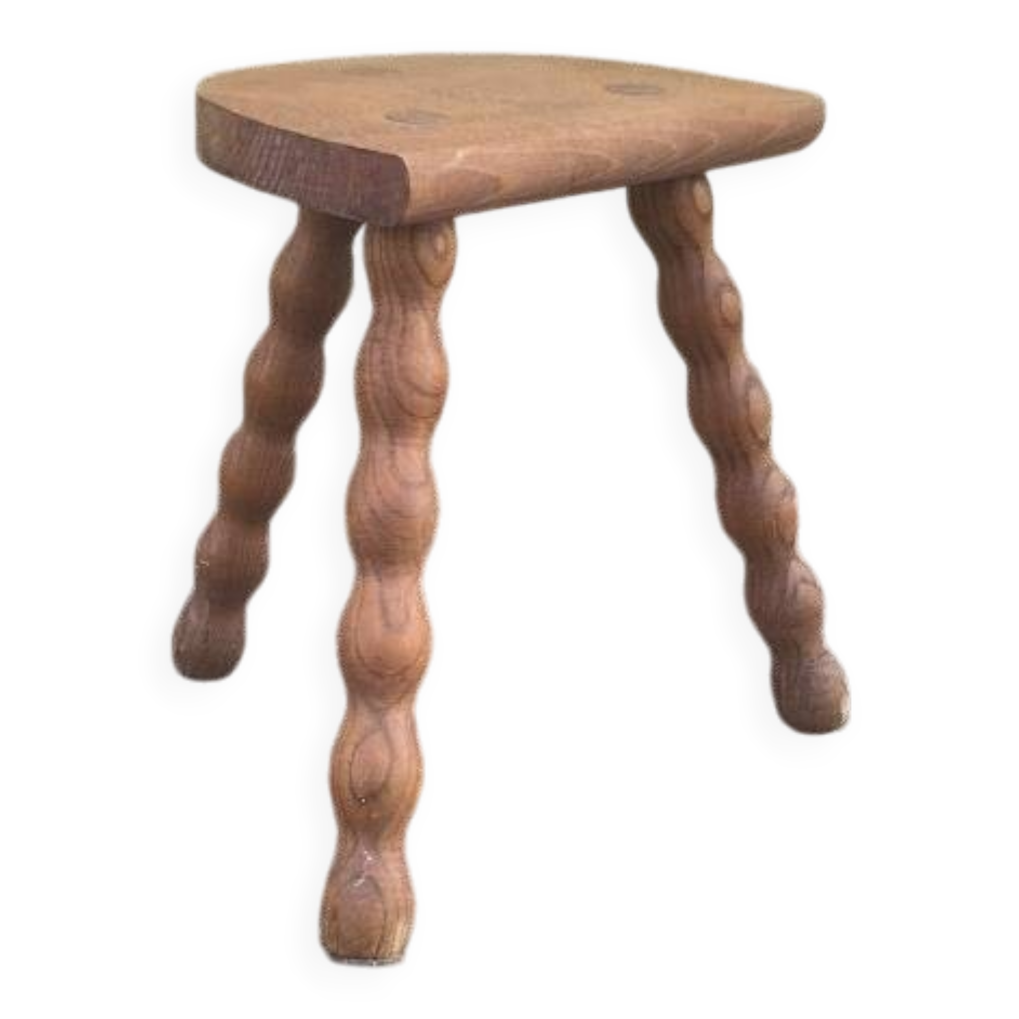 Turned wooden tripod stool