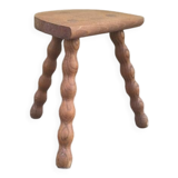 Turned wooden tripod stool
